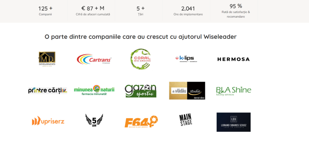 Propunerea mea pentru creșterea gradului de încredere: o bandă de autoritate cu logo-urile brandurilor ajutate de Wiseleader